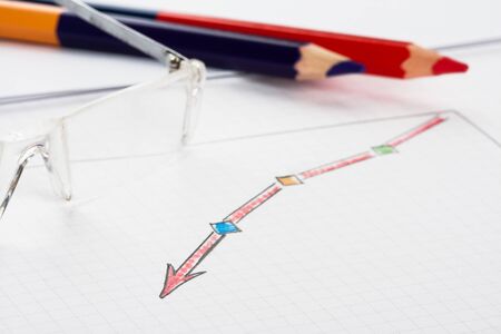 Business concept image - success sketch, pencils and glasses