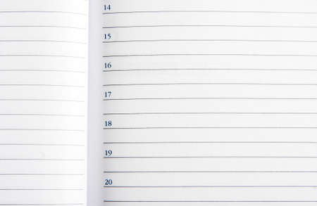 Close-up view of an open business diary