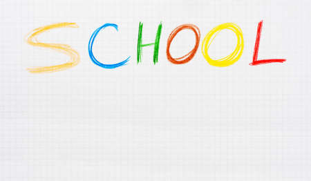 School message on mesh paper made by colorful pencils