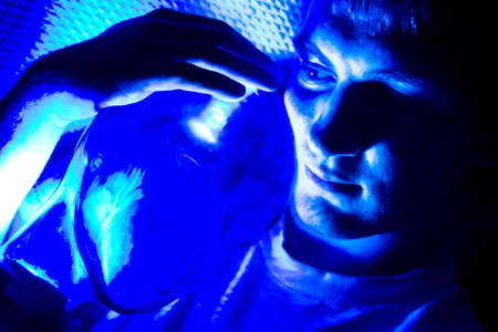 Happy mixed race family. Human and alienの写真素材