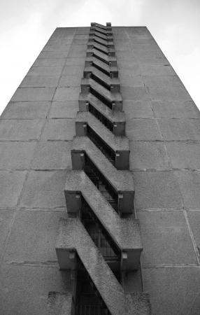 Abandoned old  concrete skyscraper ghost. In B/Wの写真素材