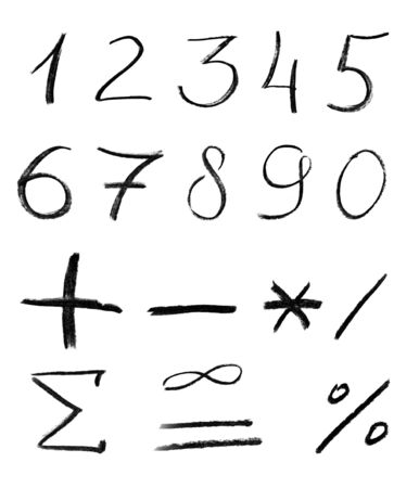 Pencil sketch of numbers isolated on white backgroundの写真素材