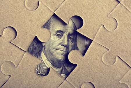 Jigsaw puzzle with Franklin looking to you