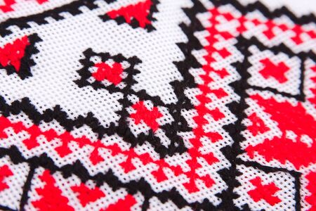 Ukrainian traditional embroidery patterns. Close-up diagonal viewの写真素材