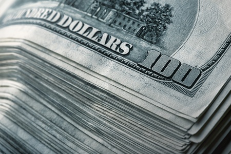 Stack of $100 dollar billsの写真素材