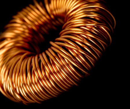 Closeup of electrical copper transformerの写真素材