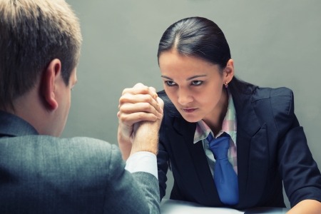 Competition between two people at workの写真素材