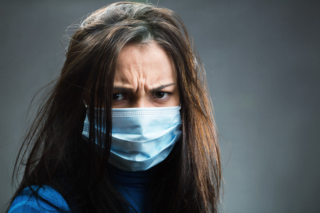 Women weared gauze bandage in studio