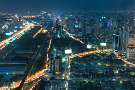 Bangkok city  in night time view from aboveの写真素材
