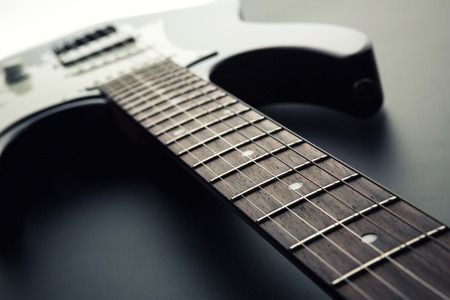 Electric guitar fretboard. Tilt viewの写真素材