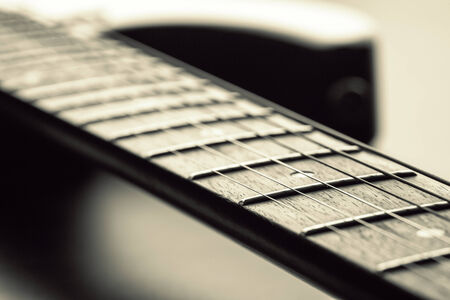 Closeup of electric guitar fretboardの写真素材