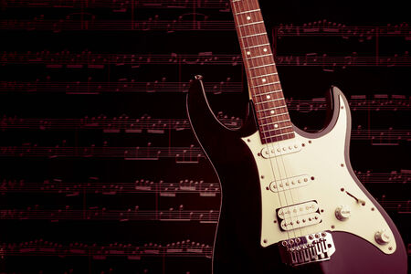 Electric guitar with notesの写真素材