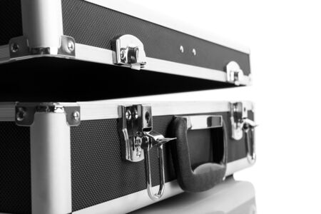 Open metal briefcase for money isolated 