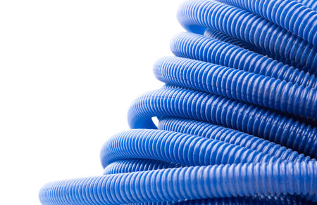 Closeup view of blue water pipeの写真素材