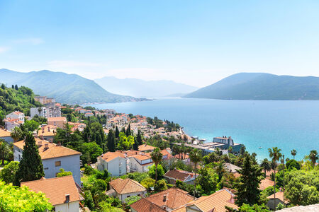 Nice view of coast cityの写真素材