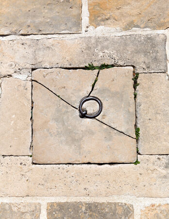 Square part of arched old stone wallの写真素材