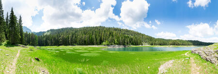 Panoramic view of Crno Jezero lake, Montenegroの写真素材