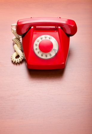 Fashion red retro telephone, front viewの写真素材