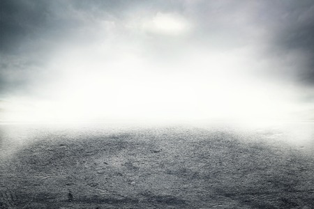 Road in dense thick fogの写真素材