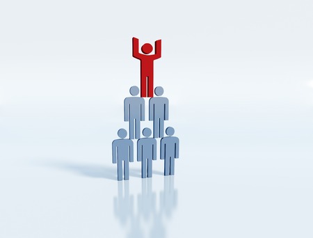 Pyramid of people - business team concept, team leader with his groupの写真素材