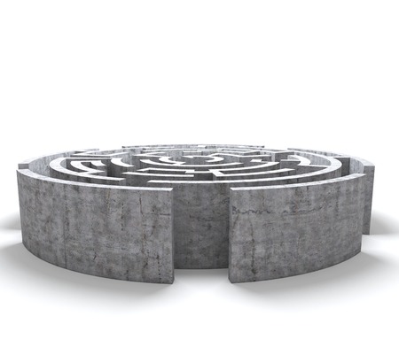 3D circular labyrinth on white backgroundの写真素材