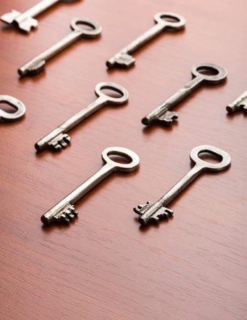 Keys lie on the wooden table