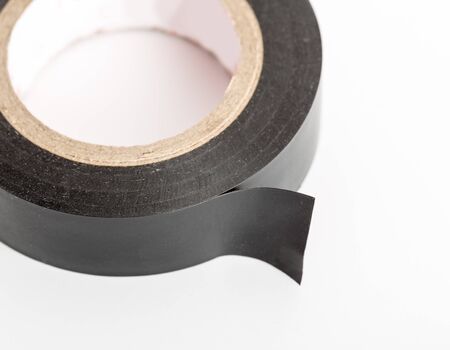 Closeup of black industrial tape isolatedの写真素材