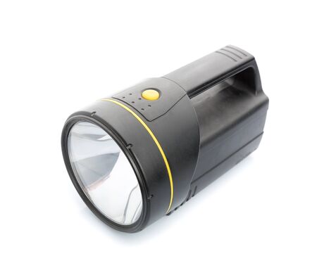 Handy flashlight isolated on whiteの写真素材
