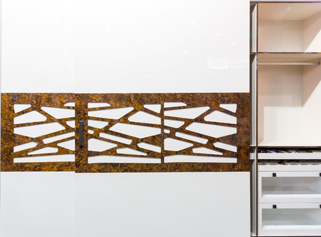 Modern sliding-door wardrobe close upの写真素材