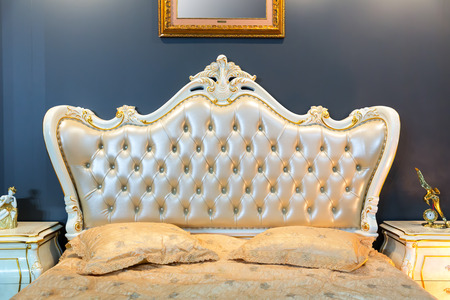 Classical bed in typical contemporary settingの写真素材