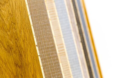 Set of various wood planks in a row