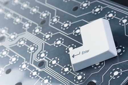 One white computer key button on abstract backgroundの写真素材