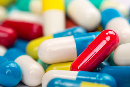 Close up of heap of many differnt pillsの写真素材