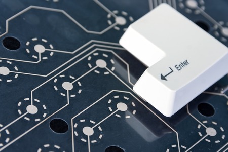 A computer key button on abstract backgroundの写真素材