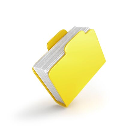 One thick yellow folder for data isolated on whiteの写真素材