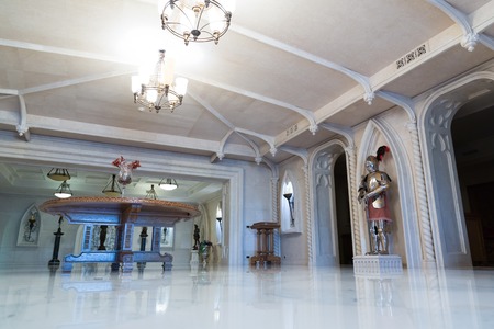 Novi Petrivtsi, Ukraine - May 27, 2015 Mezhigirya residence of ex-president of Ukraine Yanukovich. Modern living room with luxurious furnitureのeditorial素材