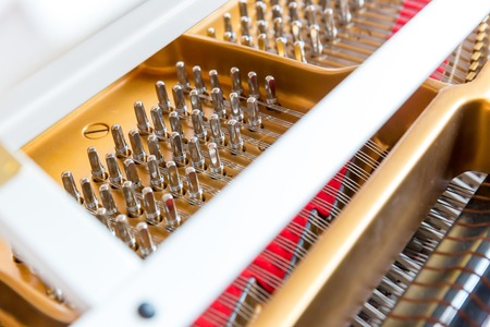 View inside the piano for adjastmentの写真素材