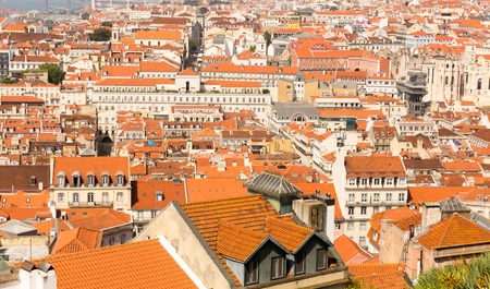 View of the european city roofs, Portugalの写真素材