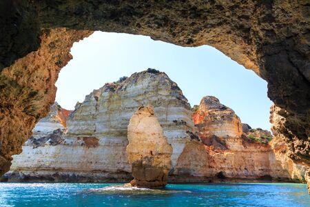 Rocky cliffs in the ocean, Portugalの写真素材