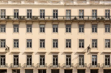 Retro european block of flats with balconies, Portugalの写真素材