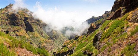 Beautiful landscape of high cloudy mountains, Madeiraの写真素材