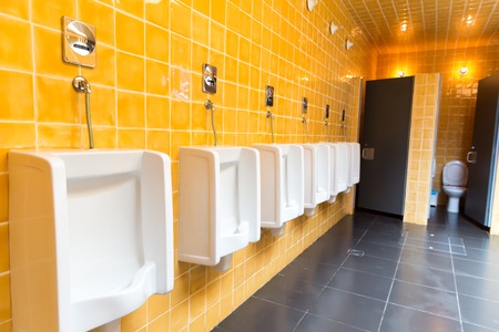 Set of urinals the men's public toiletの写真素材