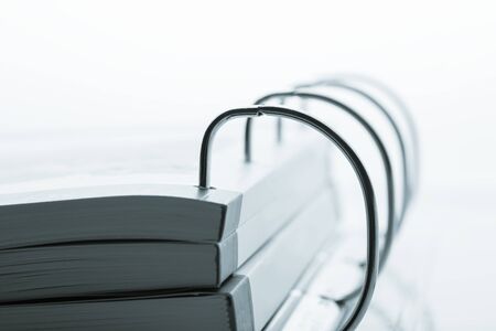 File folder with catalogs closeup. Toned imageの写真素材