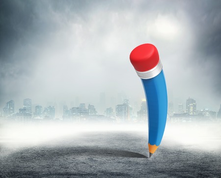 Big blue pencil with shadowの写真素材