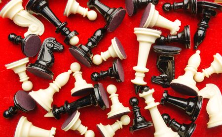 Up view of chess figures in the box