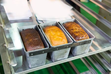 Loaves of bread in the bakery kitchen