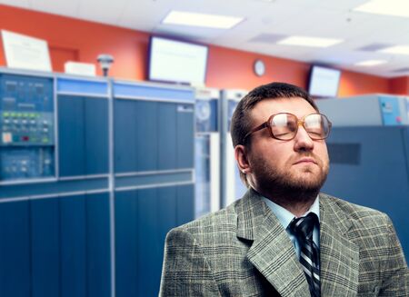 Calm man in glasses with his eyes closed