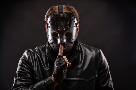 Serial maniac in hockey show do not talk sign