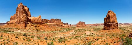 Red stone mountains and valley landscapeの写真素材