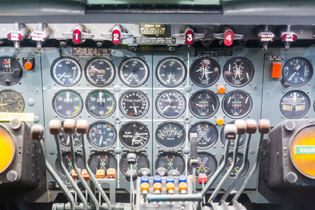 Inside view cockpit airplane.